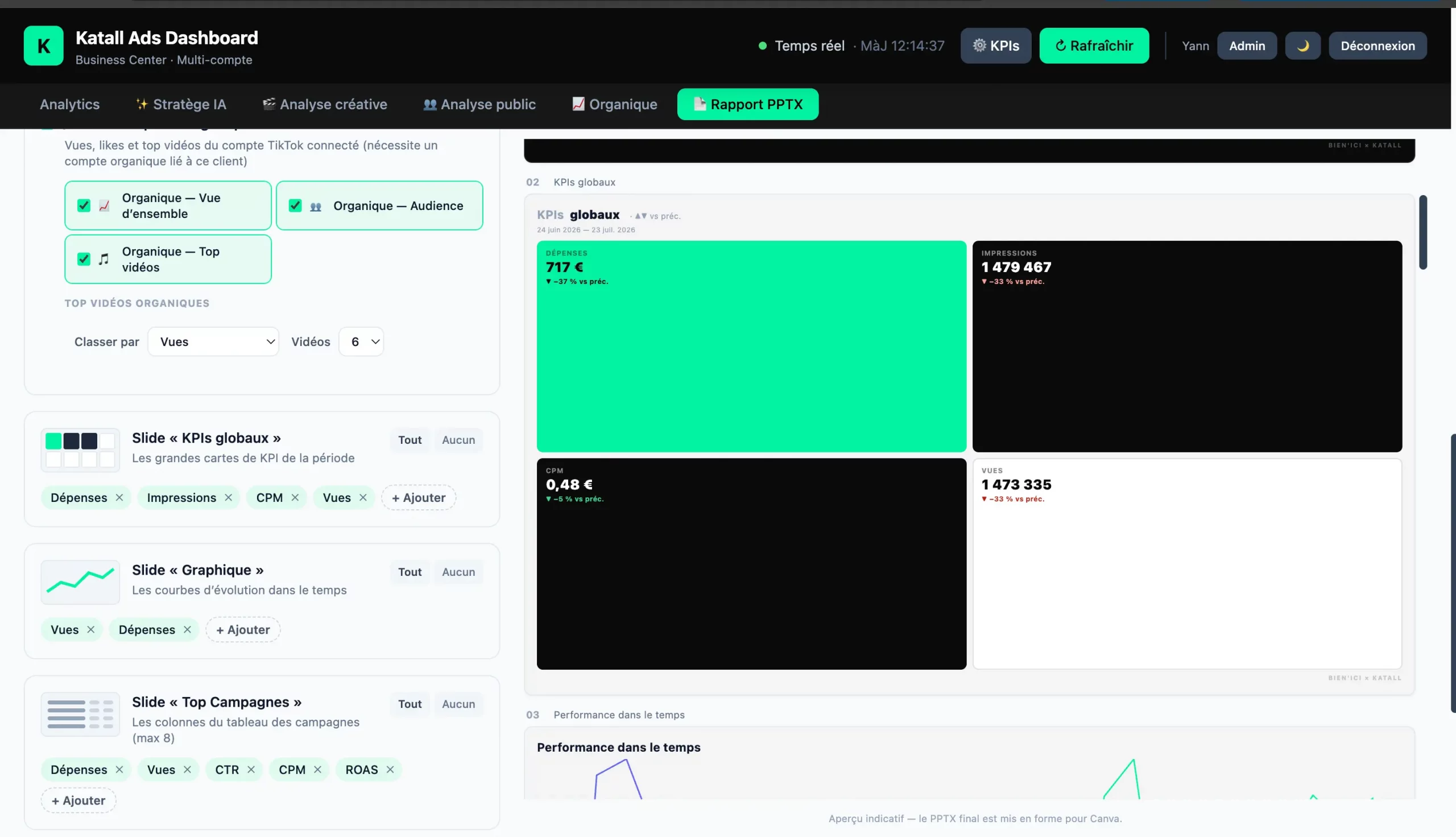 Katall Constellation : Plateforme reporting TikTok
