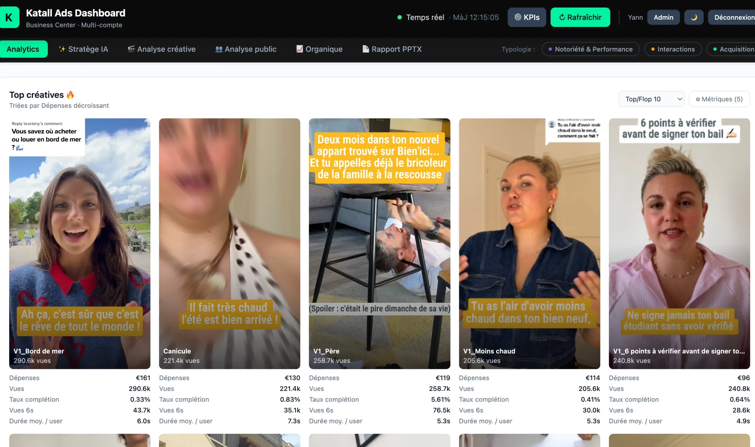 Katall Constellation : Plateforme reporting TikTok